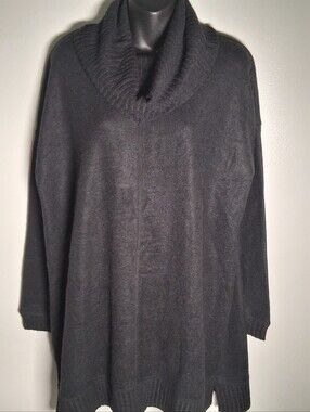 NWT Lulus Black Oversized Cowl Neck Tunic Sweater Size L